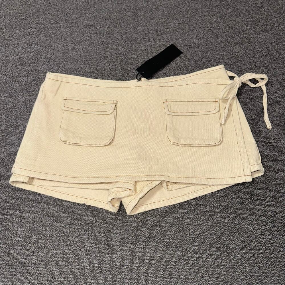 NWT LIONESS Countryside Skort Ecru Soft Yellow Women's 8 Large Low Rise Coquette - Picture 2 of 11